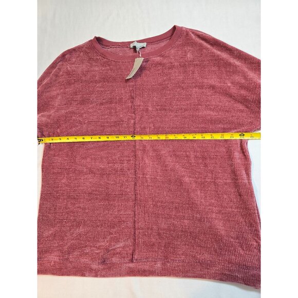 Lukse Womens Dusty Rose Ribbed Texture Long-Sleeve top Velour size 1X New - Picture 7 of 11